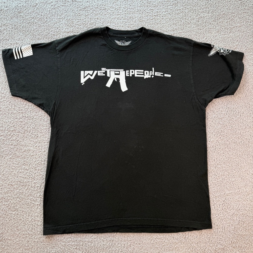 We The People Gun Holsters Mens XL Black T Shirt Rifle American Flag Made in USA